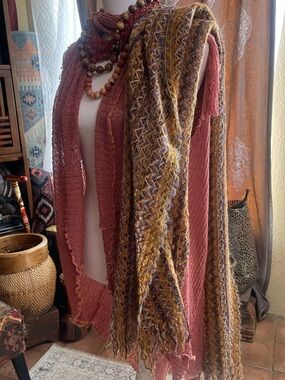 90’s Vintage Missoni Orange Label Mohair fall Scarf Open Knit Space Dye Zig Zag